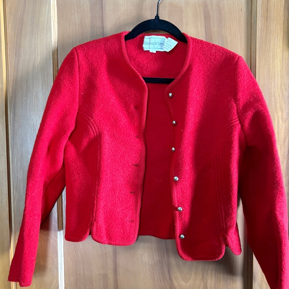 The Eagle’s Eye Red Boiled Wool Collarless Jacket